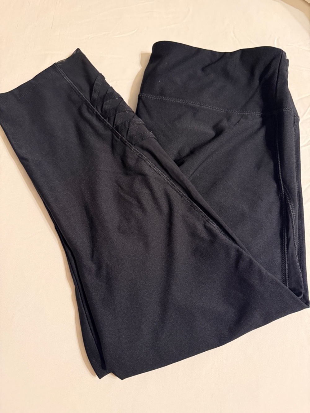 VOGO Athletica Black High-Rise Leggings with Lattice Detail